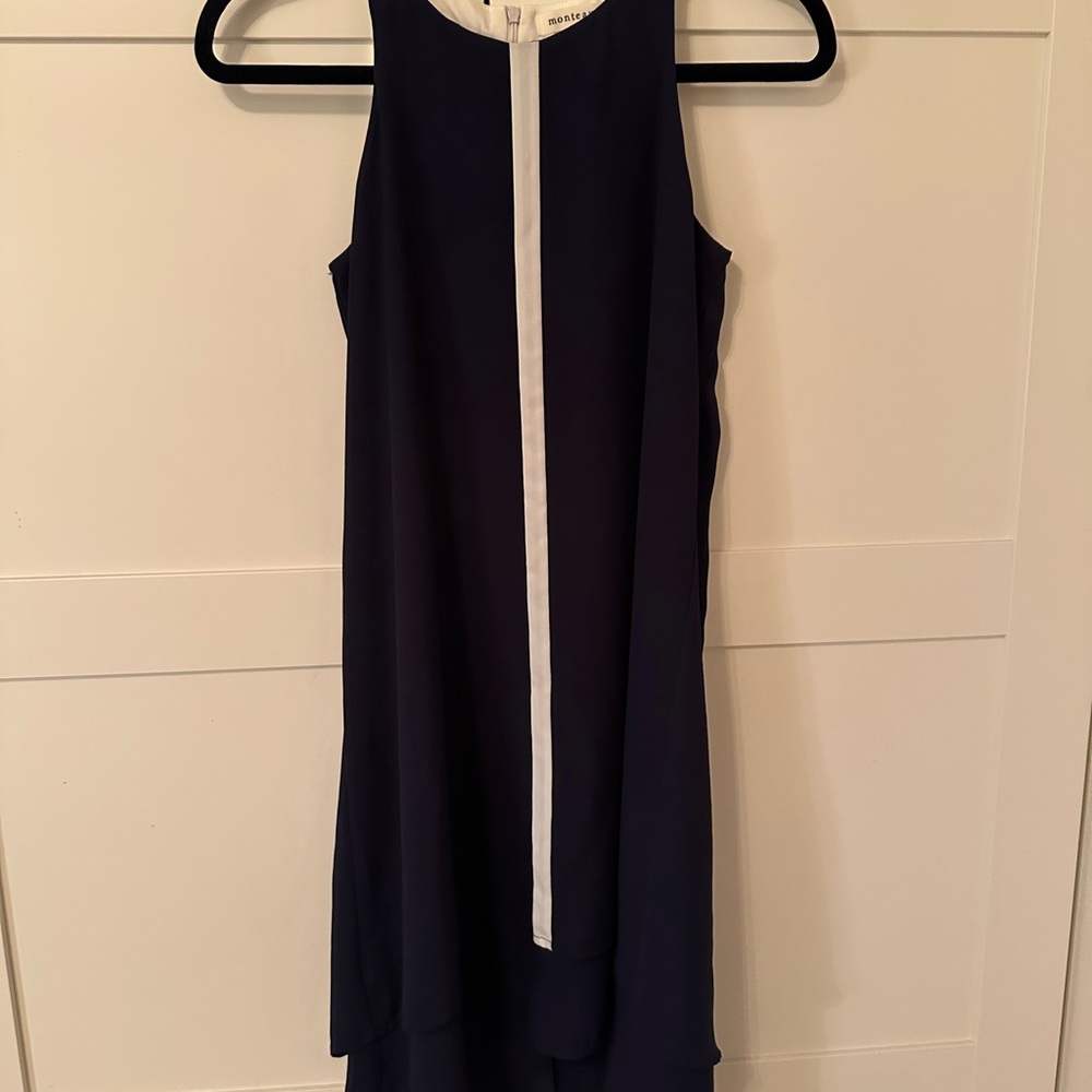 Monteau Navy & White High Low Dress